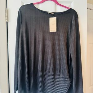 ZARA Black Ribbed Long Sleeve Blouse BNWT